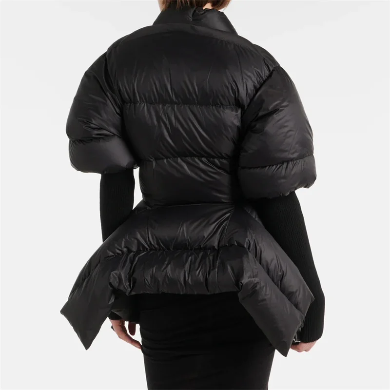 Women\'s winter jacket 2024 New in Knitted Splicing Puffer coats Duck down filled warm thick jacket Waist cinched slim down coats