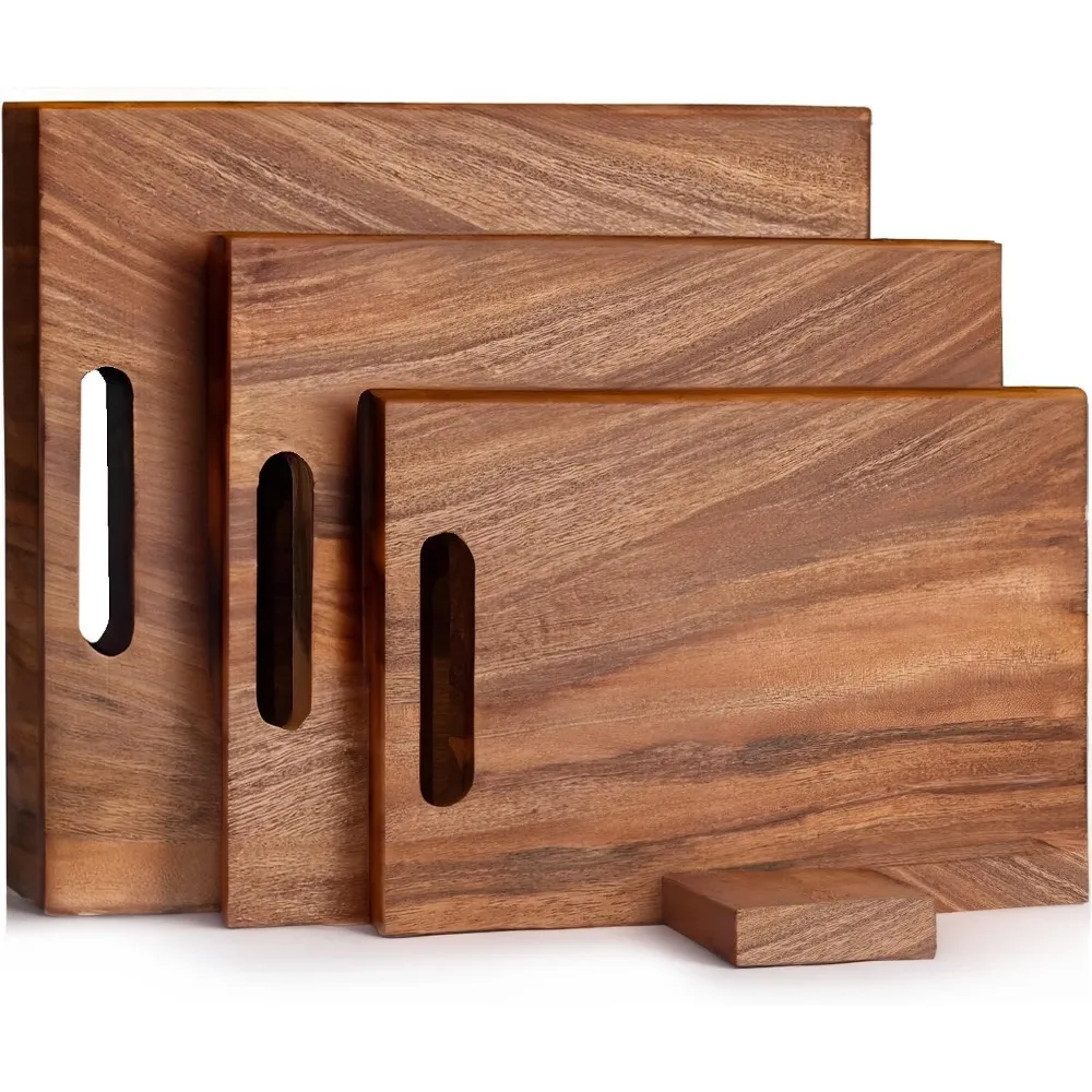 

Acacia Wood Cutting Board Set – Thick, Single-Piece, Heavy-Duty Chopping & Serving Boards, Knife-Friendly, Reversible, 3-Piece S