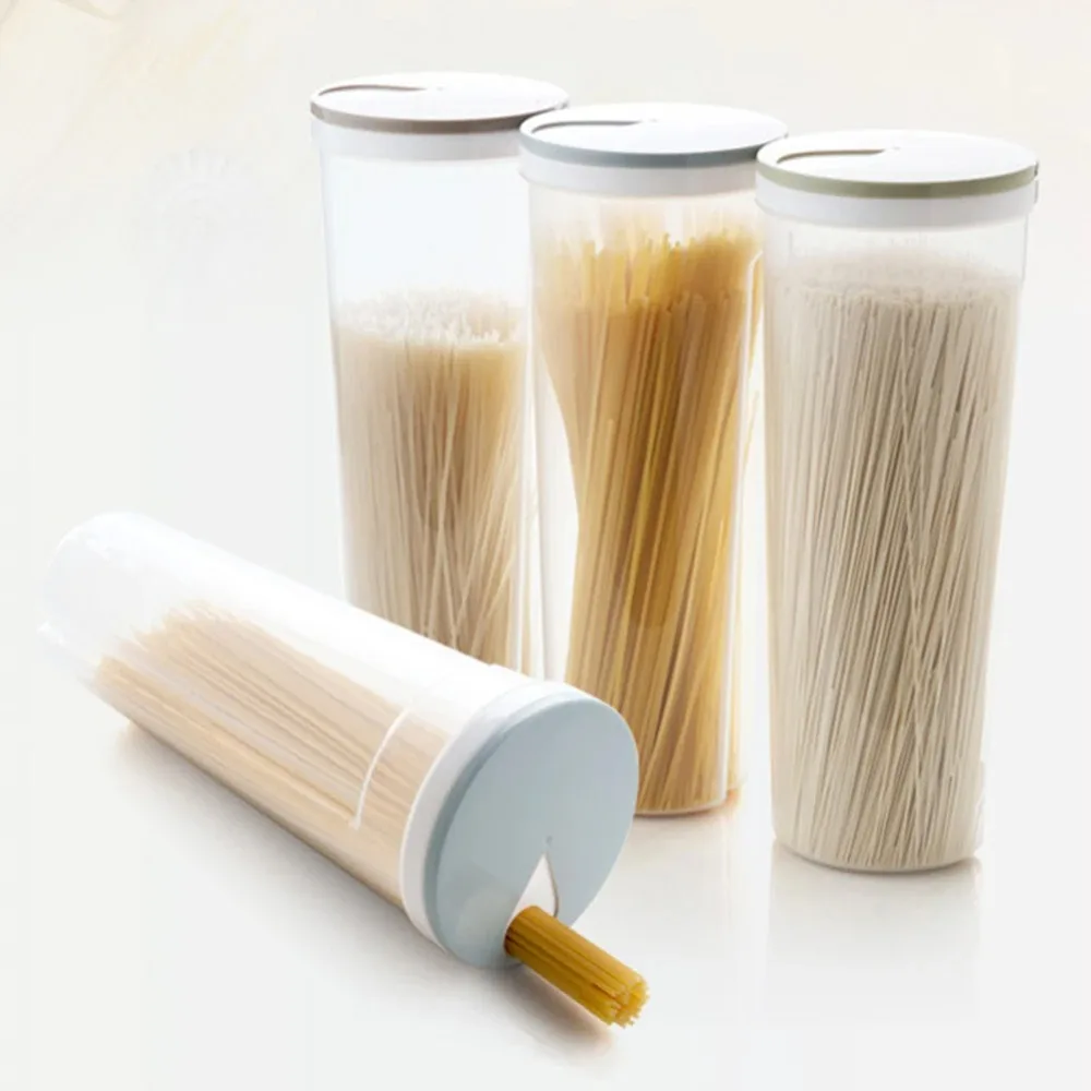 Plastic Tall Food Storage Spaghetti Noodle Pasta Container with Locking Lid Airtight Clear Dry Food Keeper Canister