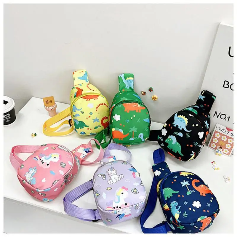 2024 summer cartoon fashion children's chest bag new trend messenger bag little dinosaur children's waist bag