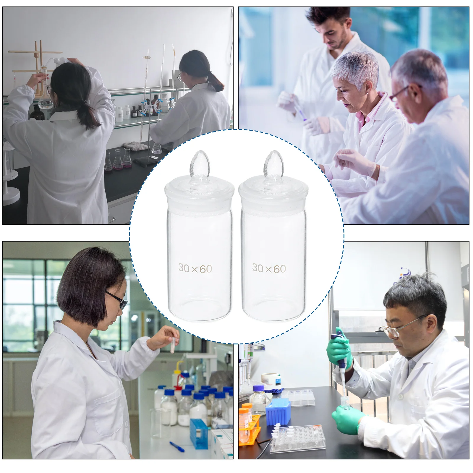 

2Pcs Laboratory Weighing Bottles Glass Material Durable Practical Sample Storage Jar Science Experiment Glass Weighing Bottles