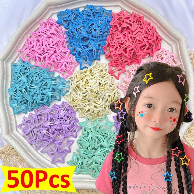 Y2K Colorful Star BB Hair Clips for Women Cute Metal Star Hairpins Kids Side Barrettes Hair Grip Headwear Girl Hair Accessories