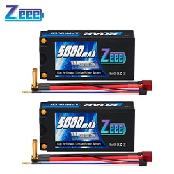 1/2 pces zee 2s 120c shorty rc lipo bateria 7.4v 5000mah capa dura com 5mm bala t plug para rc carro buggy fpv drones modelo peças