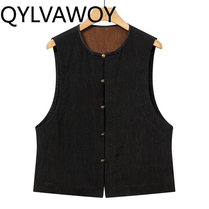 QYLVAWOY New 100% Natural Mulberry Silk Tank Top Men High Quality Watered Gauze Man Vest Tops Round-neck Vintage Tanktop Herren