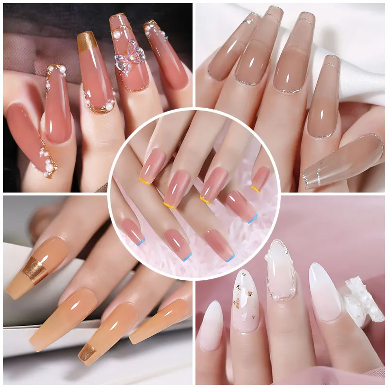 Arte Clavo Jelly Gel Nail Polish Semi-transparent Nude Pink Skin Color UV Soak Off Gel Varnish Jade Nail Art Gel