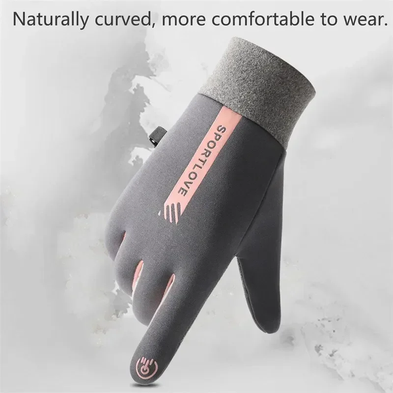 Winter Gloves Men Women Cycling Bike Non-slip Thermal Fleece Cold-Resistant Wind Waterproof Warm Outdoor Running Skiing Mittens