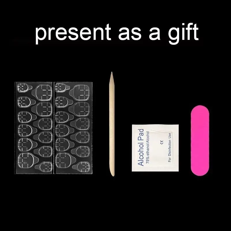 24 Pcs 광장 프랑스어 중간 짧은 가짜 손톱 접착제 거짓 손톱 꽃 보철 손톱 세트 여성을위한 손톱에 휴일 프레스