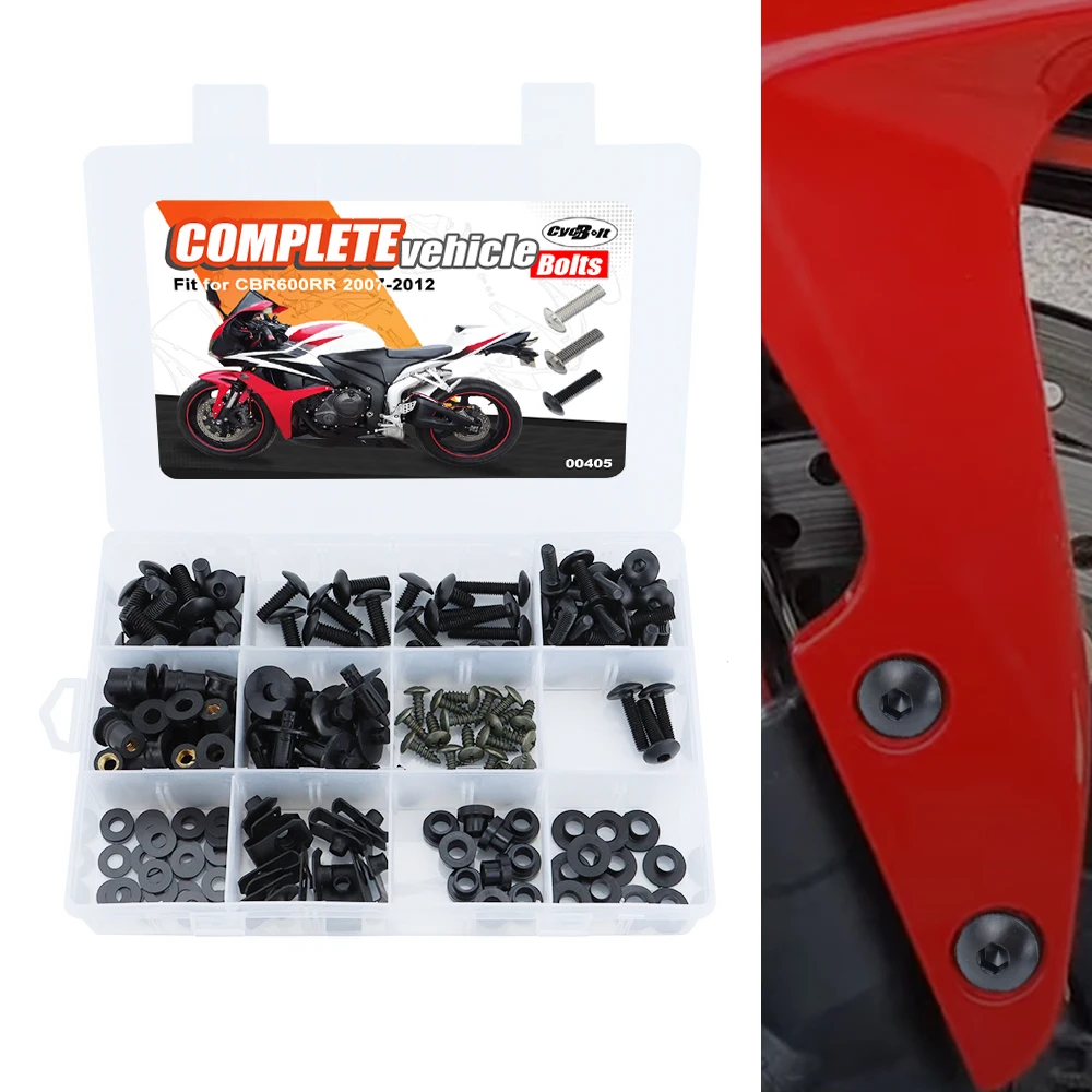 

Motorcycle Complete Full Fairing Bolts Fit For Honda CBR600RR 2007 2008 2009 2010 2011 2012 Fairing CIips Nuts Screws Grommets
