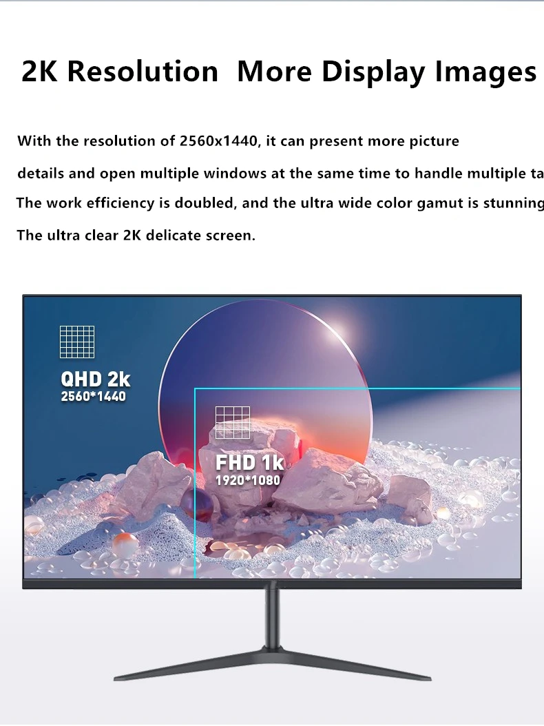 Fyhxele 24 27インチモニター2 18k 75 60hz qhd ipsパネルlcdフラット1msdisplayゲームモニターhdmi dpサポートg同期amd freesync 2560*1440