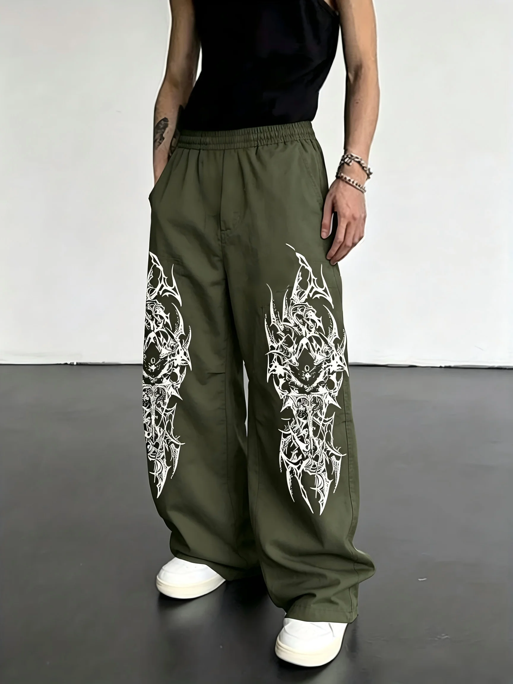 Neuheiten Y2K Gothic Mystisches Tribal-Muster Print Herren Damen Gerade Jogginghose Alternative Urban Street Hose – Detail 8