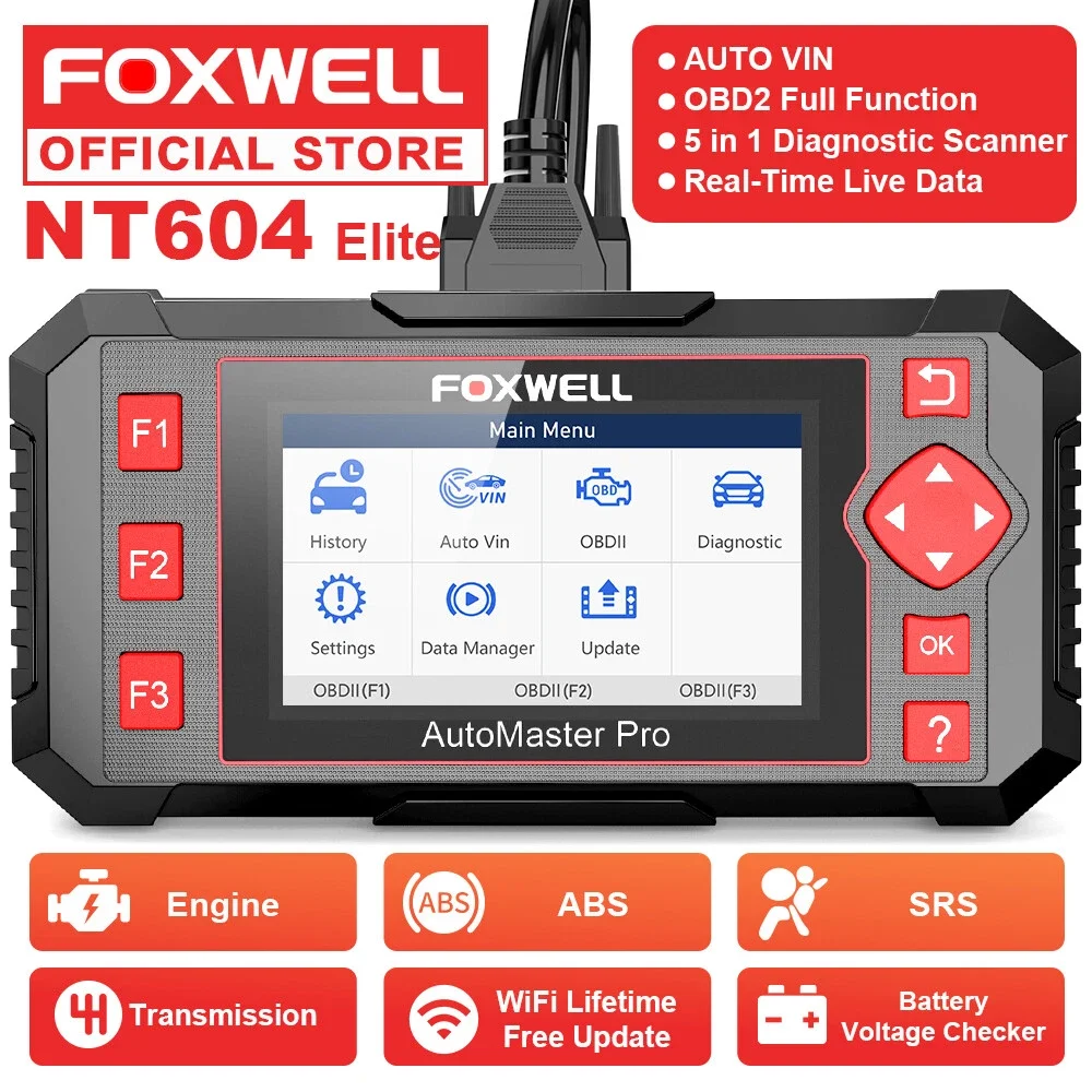 فوكسويل NT604 النخبة السيارات Obd2 الماسح الضوئي ABS SRS نقل فحص المحرك التشخيص أداة مسح ضوئي للسيارات والشاحنات