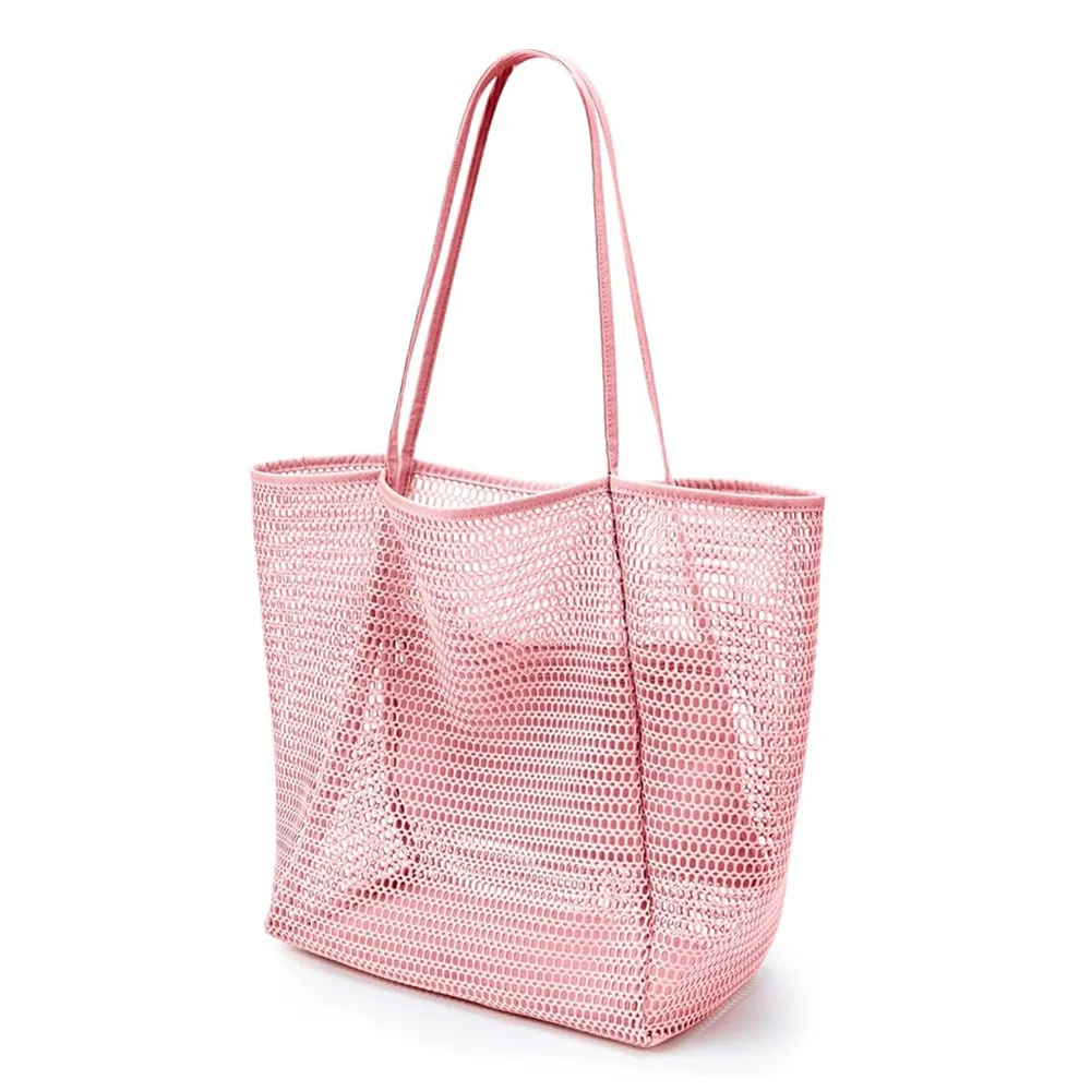 Mesh Tote Beach Bag Women Fairycore Hobo Bag Shoulder Bag Soft Summer Casual Crochet Bags New 2024