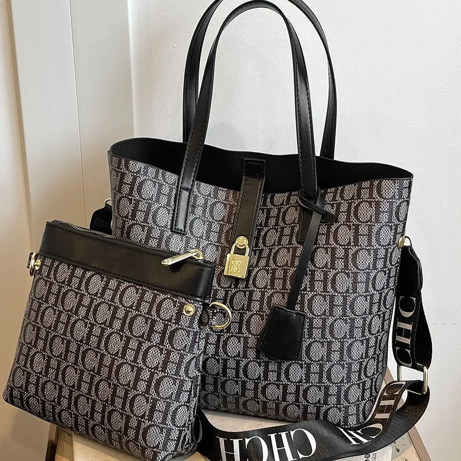 

Винтажная сумка-ведро с монограммой 2025 года, женская сумка с буквенным принтом, повседневная сумка через плечо, универсальная сумка «день-ночь», текстурированная