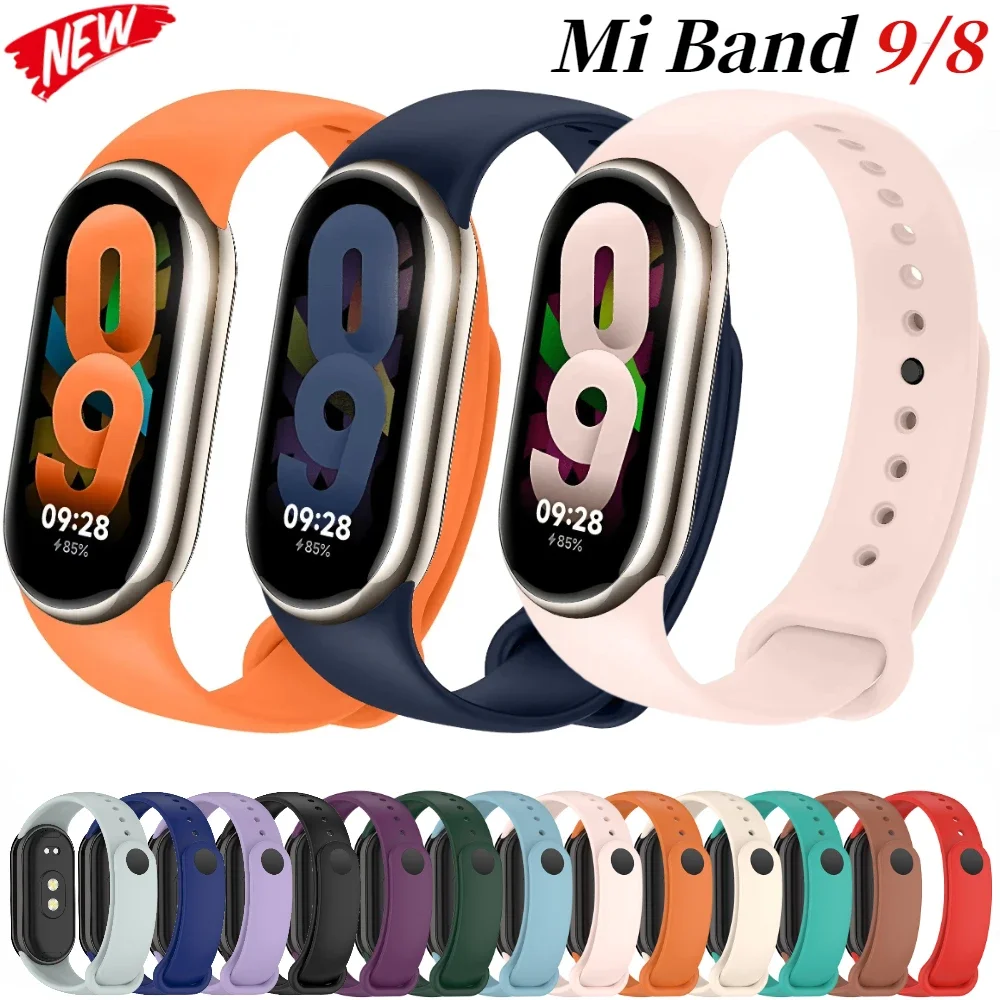 Xiaomi Mi Band用シリコンストラップ,通気性のあるスポーツブレスレット,公式スマートブレスレット,交換用アクセサリー,9,8