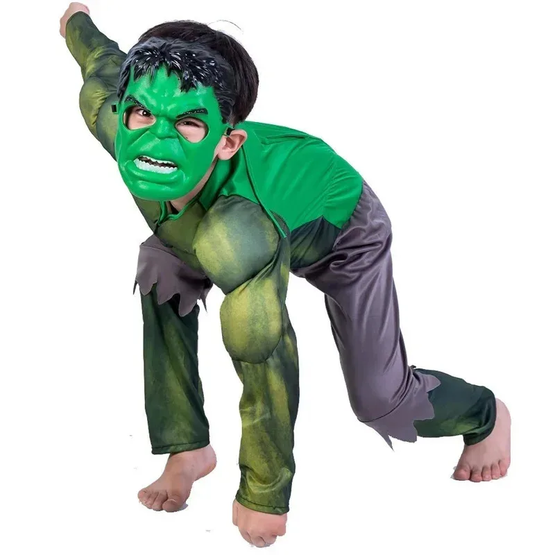 Costume da supereroe per ragazzi Film Justice Hero Green Giant Cosplay Tuta Guanti in spugna per bambini Giocattoli Regali per feste di Halloween
