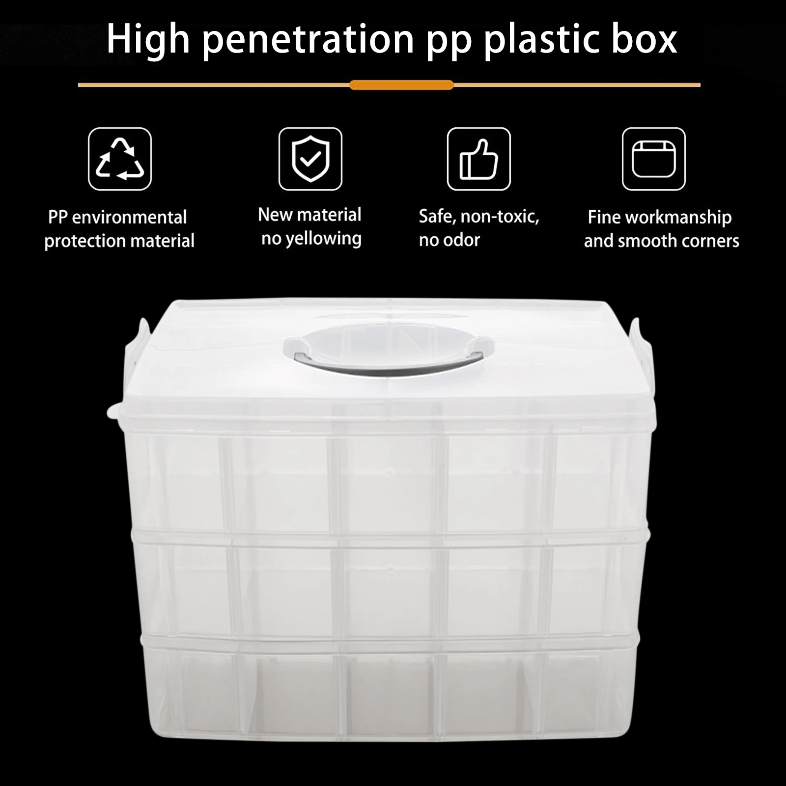 3 Tier Sundries Organizer Box Detachable 30 Grids Large Capacity Storage Case Stackable Multifunction for Home Storage