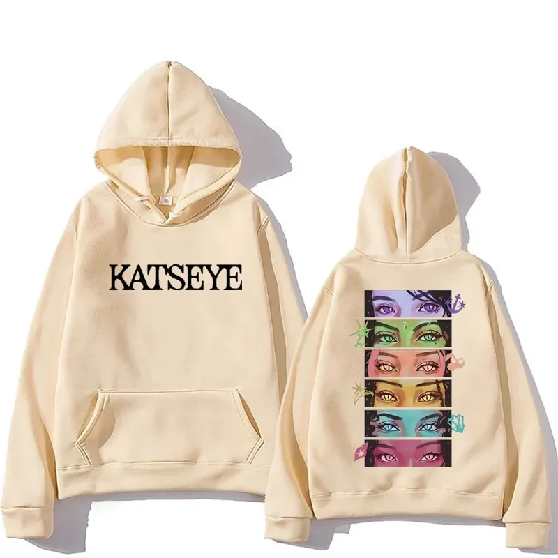 Koreaanse meisjesgroep KATSEYE grafische hoodie heren dames manga stijl vintage mode streetwear fleece sweatshirts met lange mouwen