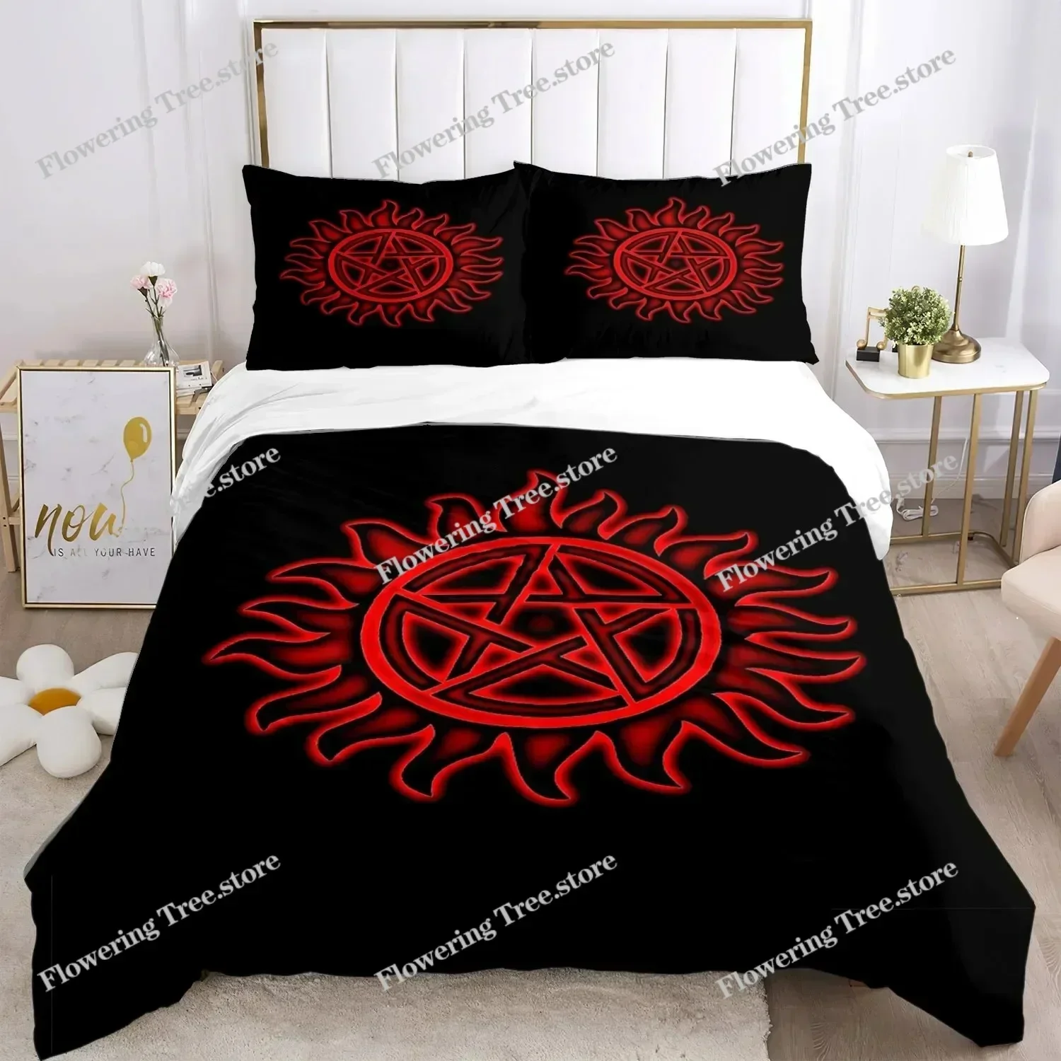 2025 Personality Supernaturalbed Sheet Duvet Pillowcase Bed Sheet Three Piece Bedding Soft Quilt029963