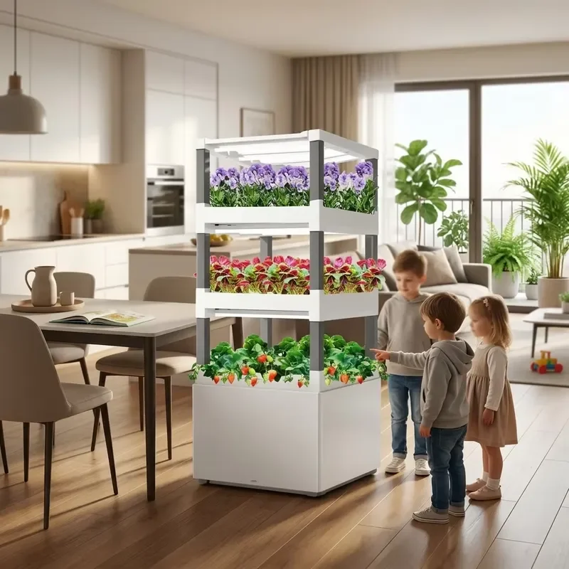 Household Small Multi Layer Vertical Hydroponic Cabinet with Pump Indoor Planting Easy to Operate DIY Plant Modular System