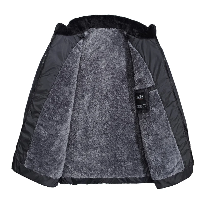 Men's Plush Thickened Parkas Stand Collar Winter Jacket Men's Parker Coat Winter Warm Thick Zipper Coat Padded Overcoat for Men