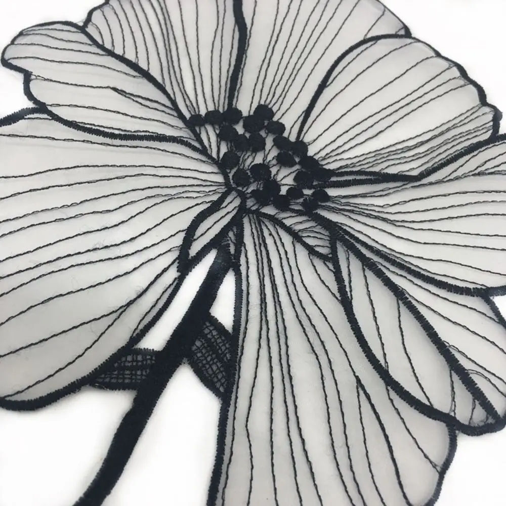 2pc/lot black flower embroidery Patches for clothing DIY sew on floral parches Embroidery lace appliques for shirts