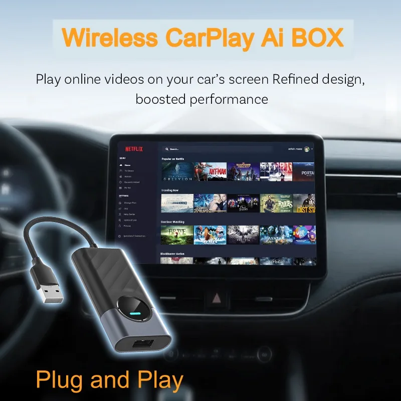 64G Wireless CarPlay Ai Box 3 in 1 Android Auto USB Adapter Type-C For Youtube Netflix Automatic Connection Android 12