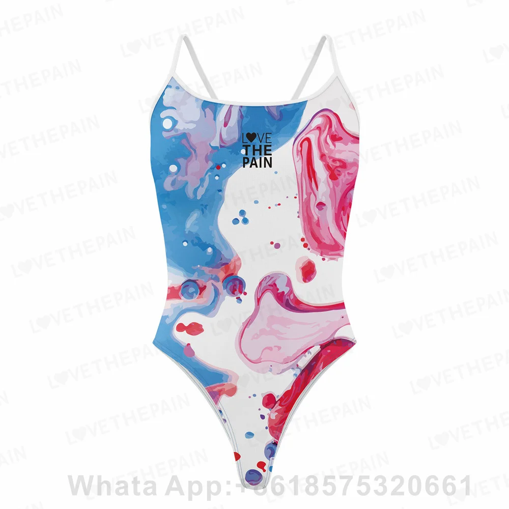 Love The Pain Women\'s One Piece Sexy Swimsuit Professional Athletic Competition Training Quick Dry Sports Training Swimwear