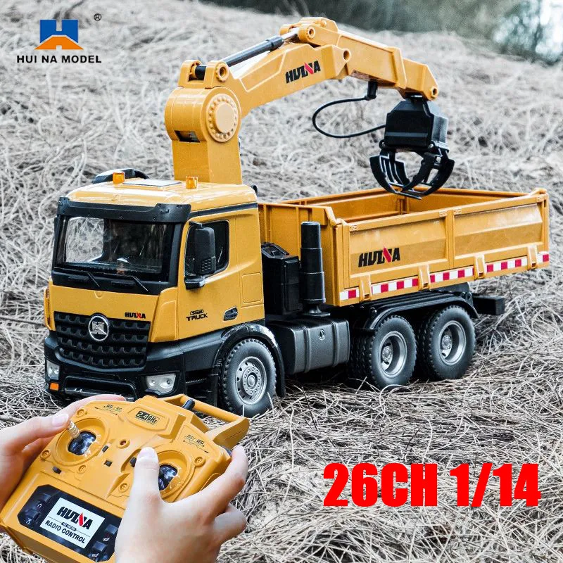 Huina 575 26CH RC Truck Dumper 1/14 Remote Control Alloy Timber Grapplo Toys Vehicle Engineering Vehicle RC Tractor Toys For Boy