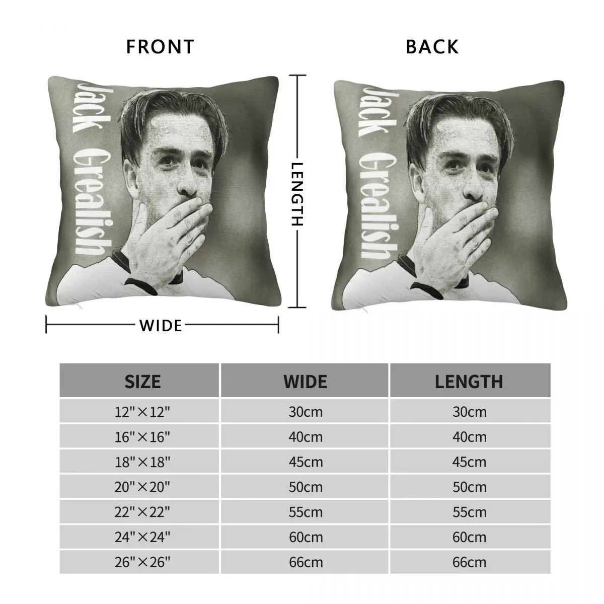 Jack Grealish Flying Kiss Square Pillowcase Polyester Linen Velvet Pattern Zip Decorative Pillow Case Home Cushion Case 18