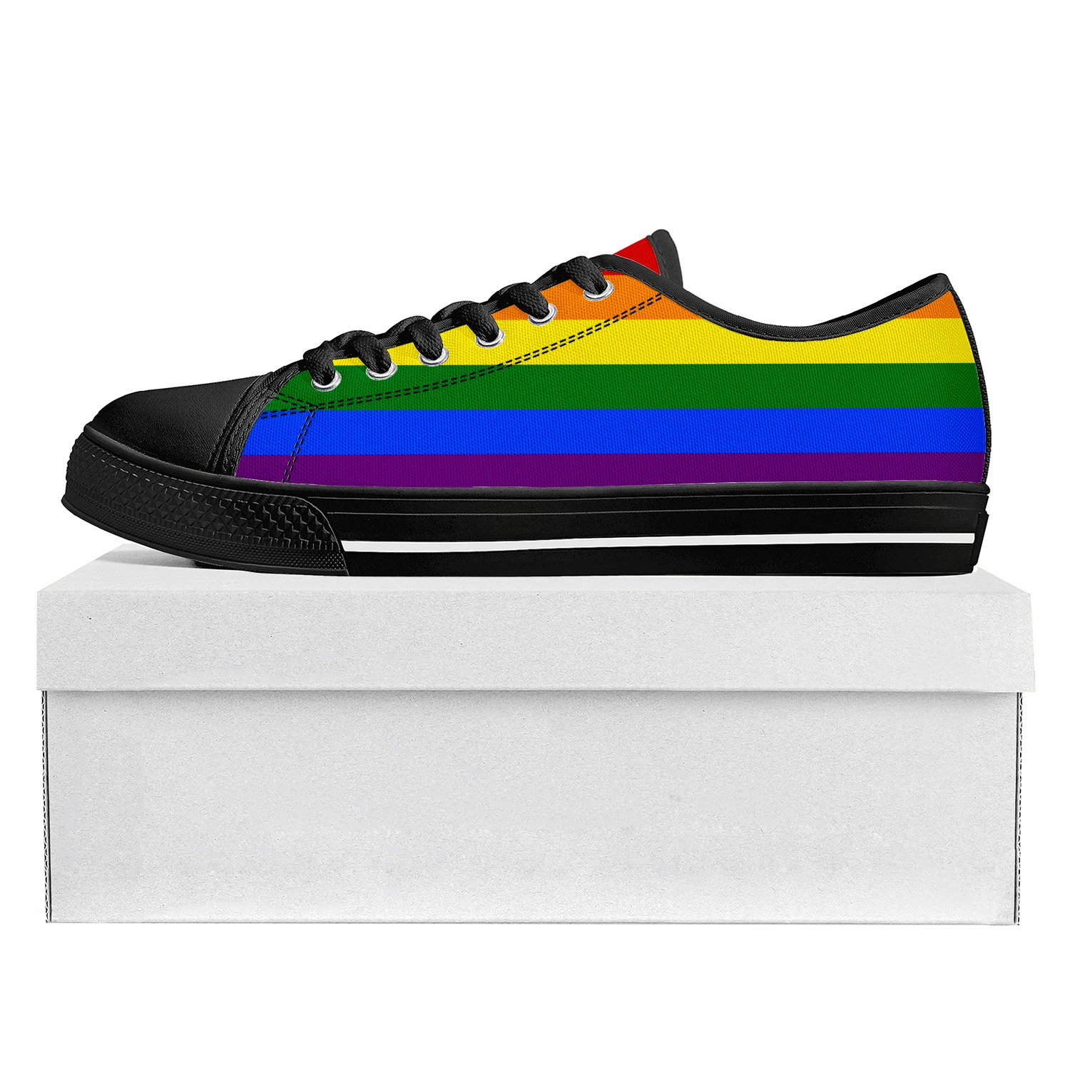 Gay Pride Rainbow Love Low Top High Quality Sneakers Mens Womens Teenager Tailor-made Shoe Canvas Sneaker Casual Couple Shoes