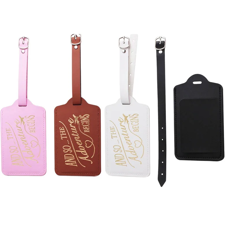 

Women Men Fashion PU Leather Luggage Tags Travel Accessories with Name ID Address Holder Baggage Label for Suitcase