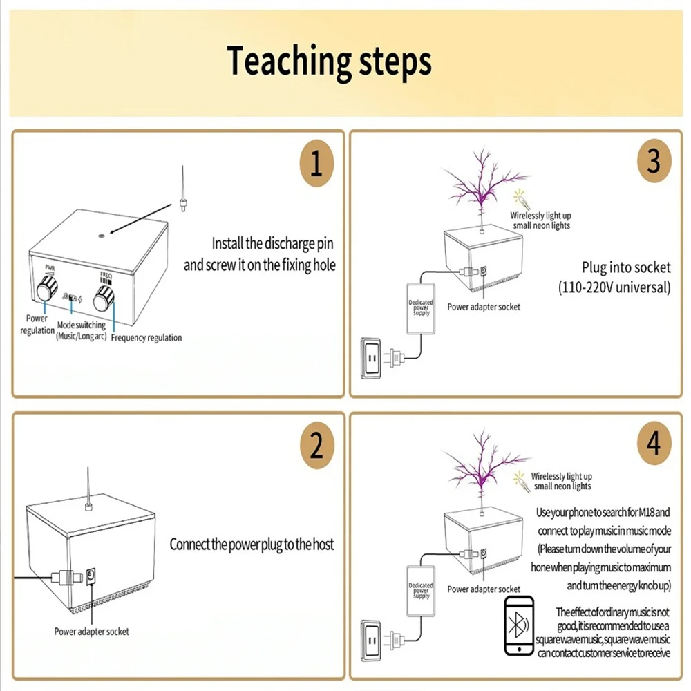 Music Tesla Coil Music Box Artificial Lightning Arc Generator Desktop Toy Audio Input Bluetooth Science Teaching Experiment