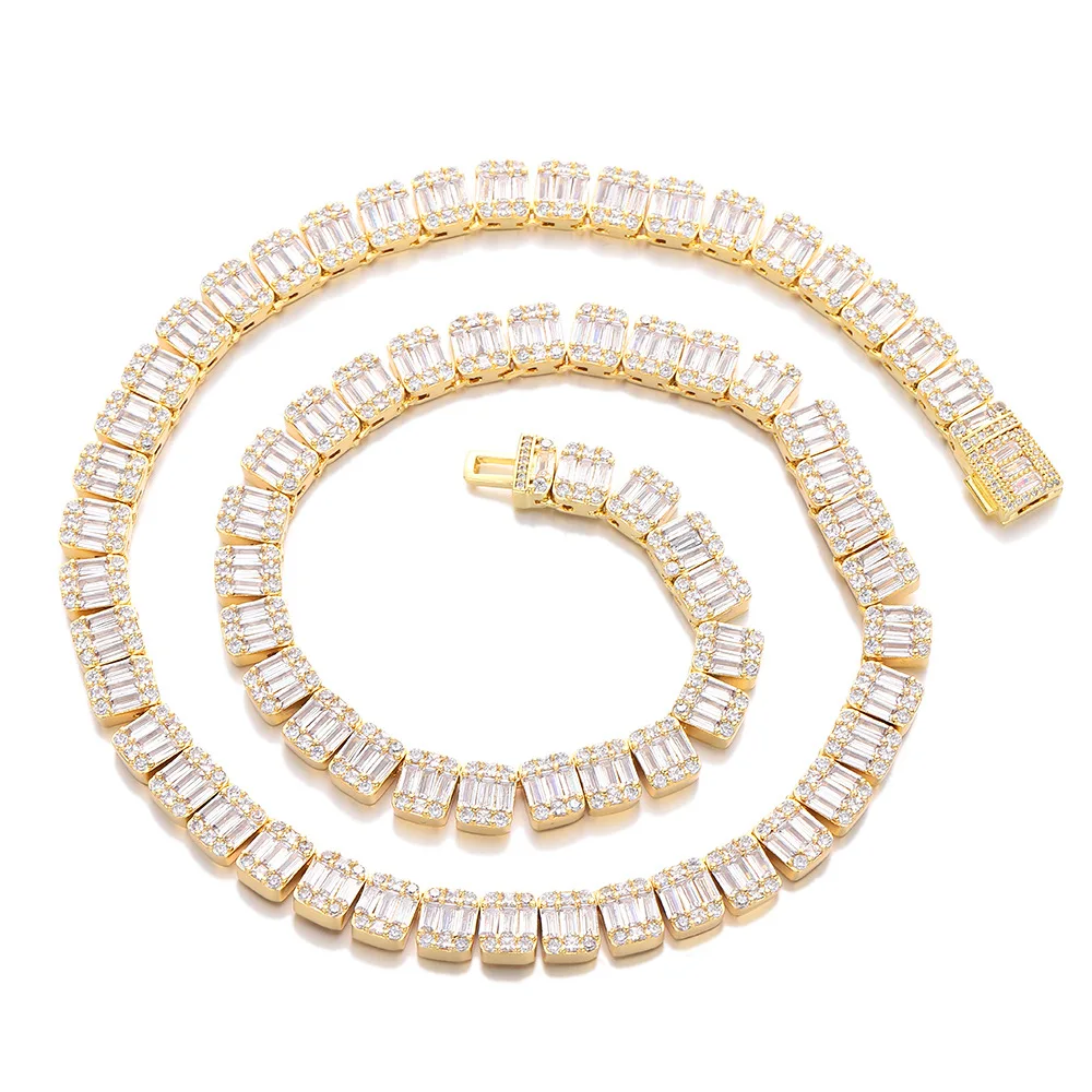 

Mixed Cubic Zirconia Cuban Chain Necklace with Flip Lock Clasp Fashion Jewelry Versatile Everyday Hip Hop Style