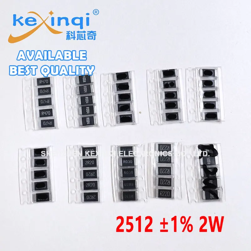 

50PCS Set of Resistance 2512 SMD 2W 1% Resistor Samples Kit 10 KindsX5pcs R001 R002 R005 R008 R010 R015 R020 R025 R050 R100