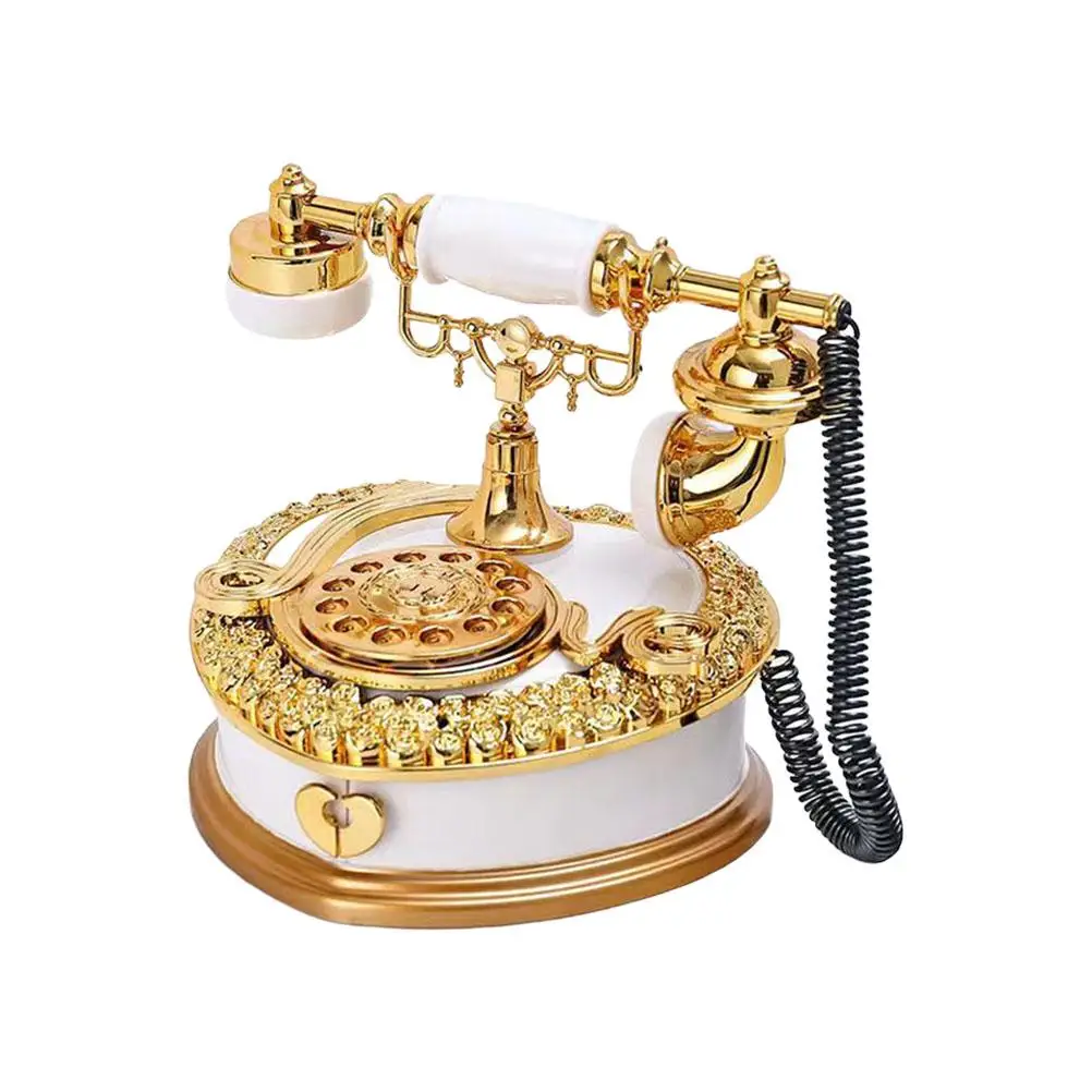 

Retro Phone Music Box Decorative Storage Case Desktop Telephone Abs Office Accessory Durable Non Fading Jewelry Display