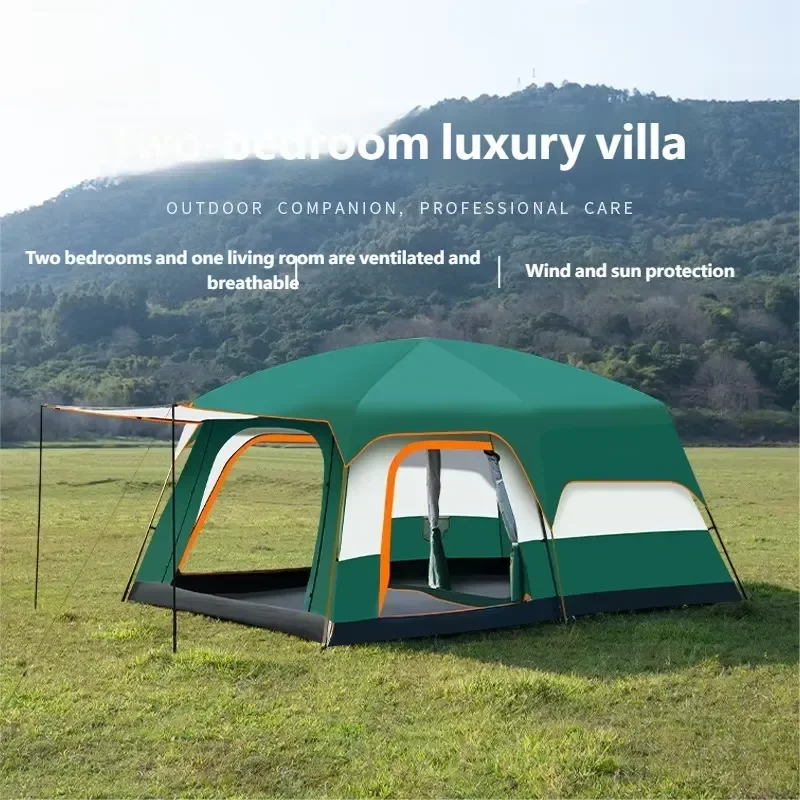 Spacious Two-Bedroom One-Living Room Camping Tent - 3-10 Person Large Outdoor Tent for Family & Group Camping
