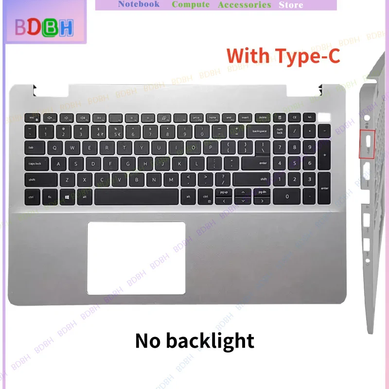 For Inspiron 3500 3501 3502 3505 Laptop US Keyboard With Backlight Palm rest Upper Cover Black Silver Computer Replacement Parts