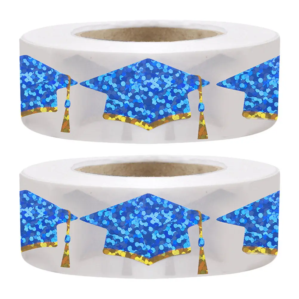 

2pcs Graduation Stickers 2025 Class Of 2025 Graduation Party Self Adhesive Envelope Seals Labels Party Favors Decor Blue