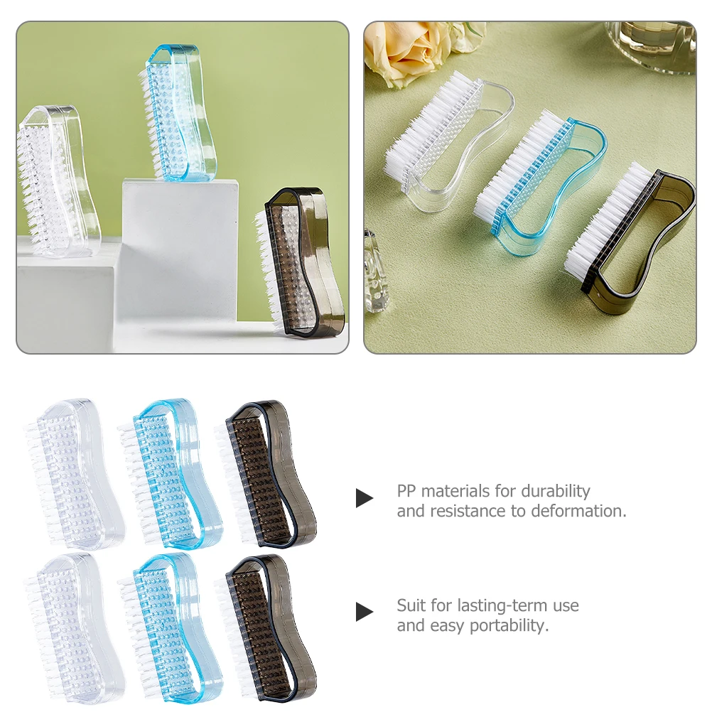 

6pcs Transparent Nail Brushes Acrylic Tools Clean Fingernails Toenails Men Women Durable PP Material Versatile Use Nail