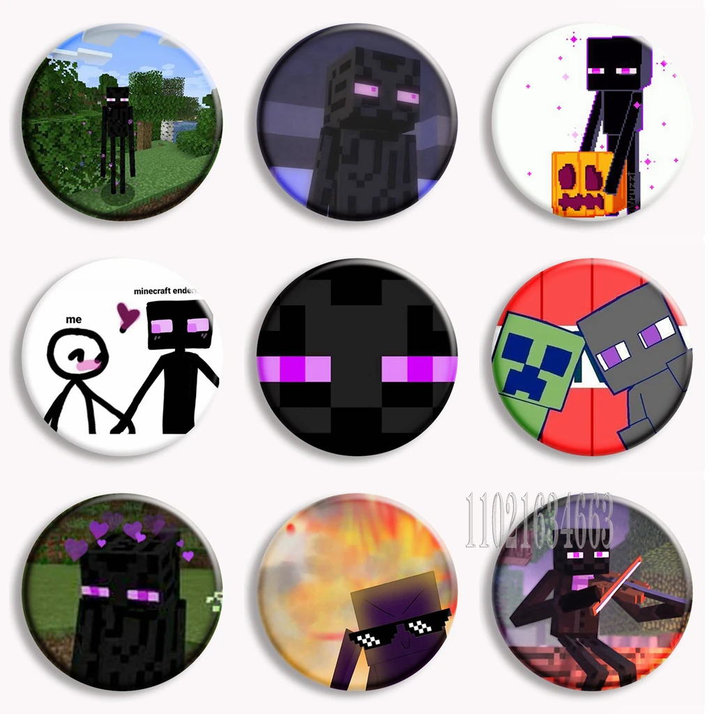 31Style Enderman Anime Button Pin Creative Game Character Brooch Funny Meme Badge Bag Decor Gamer Collect Friends Gifts