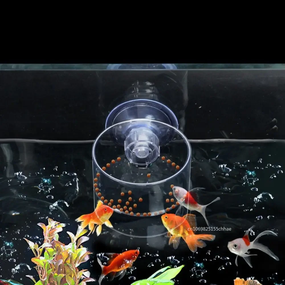 Rectangle/Round Aquarium Suction Cup Feeder Fixed-Point Acrylic Floating Fish Food Tray Transparent with Suction Cup