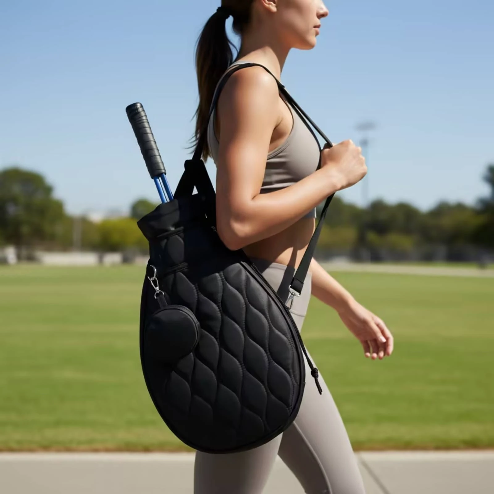 Tennis Racket Bag Soft Racket Bag with Pouch Carry Case Portable Wear-Resistant for Sports Training