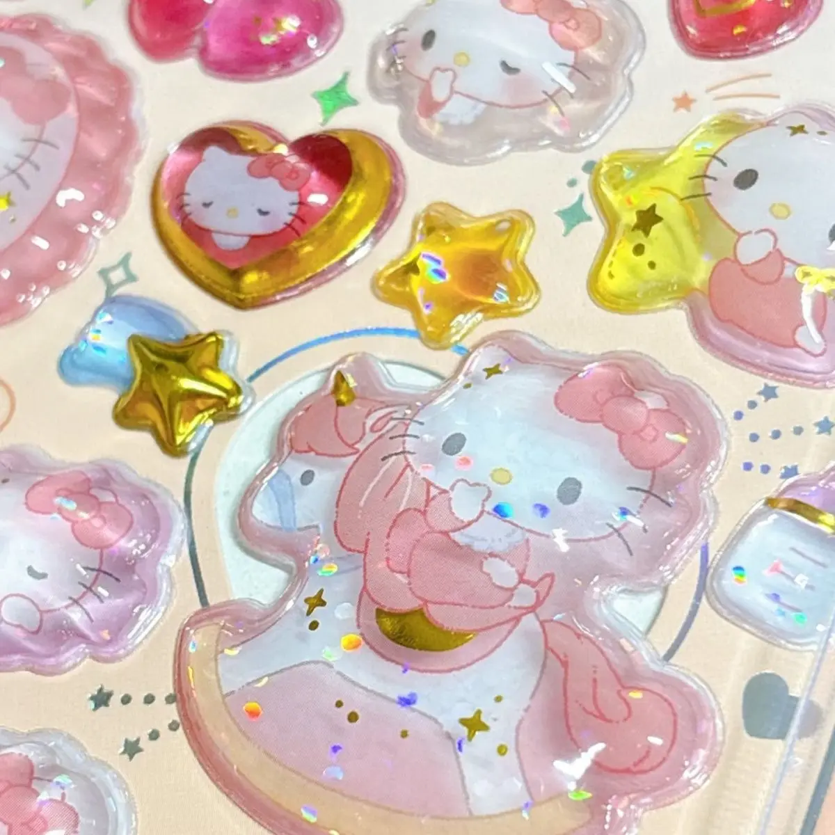 New! Sanrio Stickers Hellokitty Kuromi Cinnamoroll My Melody 3D Relief Jelly Sticker Kawaii Decoration DIY Phone Case Stickers