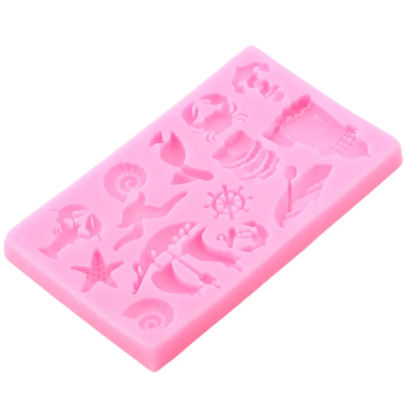 Sailboat Anchor Bird Silicone Mold Sea Animals Cupcake Topper Baby Party Fondant Cake Decorating Tools Chocolate Gumpaste Moulds