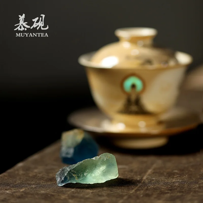 Mu Yan's Wood-Fired Three-Part Gaiwan Cup, Hand-Painted Dunhuang-Style, Creative Home-Use Kung Fu Tea Main Brewing Vessel