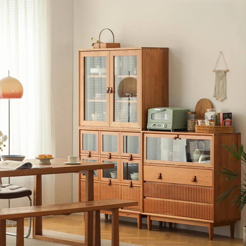 Combination bookcase, cherry wood free storage cabinet, large storage cabinet, Nordic display cabinet