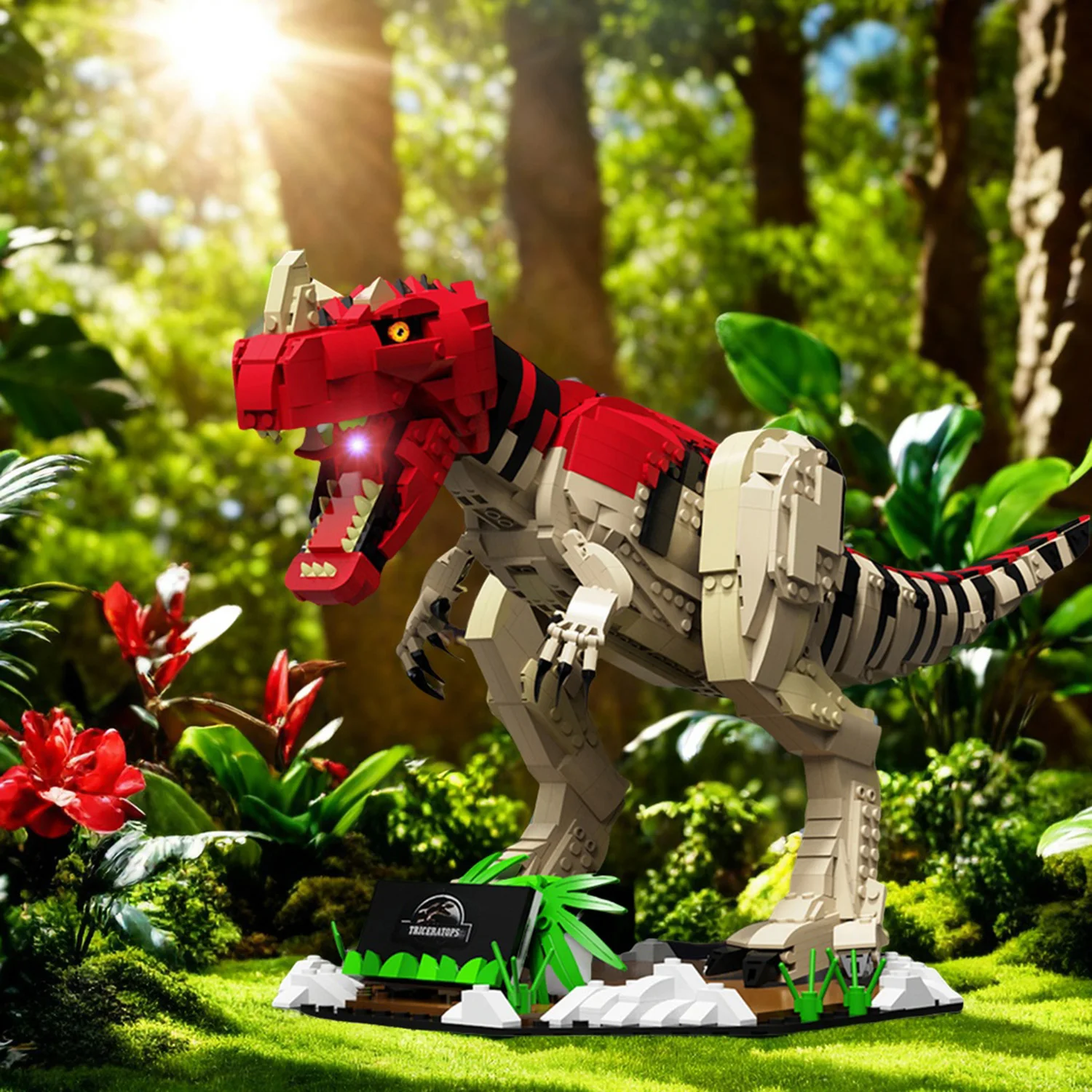 

2016 шт., строительные блоки динозавров, игрушки, модель красного рогатого дракона, головоломка, кирпичи, наборы игрушек для детей, украшение для рабочего стола, подарки