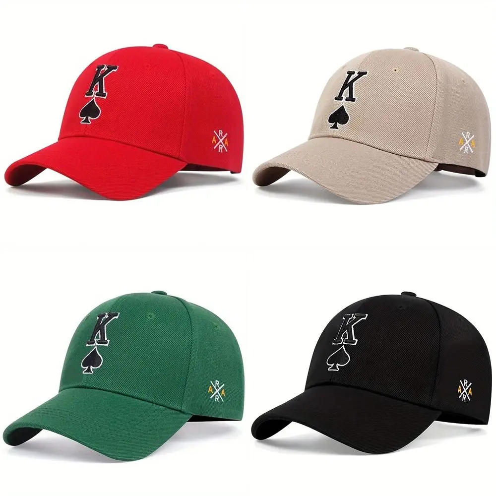 Sun Protection Baseball Cap New Show Face Small Adjustable Peaked Hat Poker K-Letters Embroidered Hip Hop Hat for Women Men