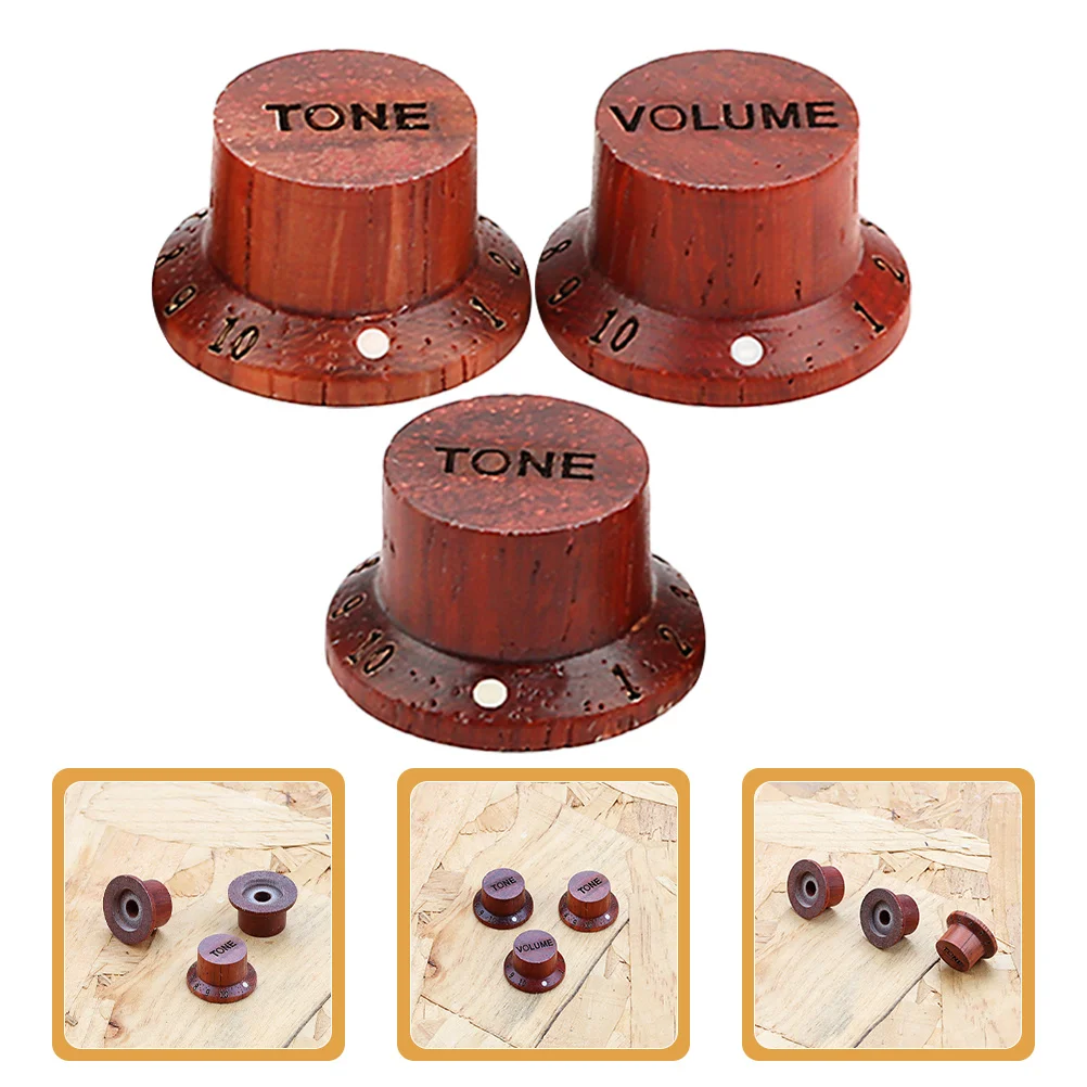 

3Pcs Wood Guitar Knob Electric Guitar Volume Tone Control Knob Replacement for Bass Amplifiers Effects Useful Control Knobs