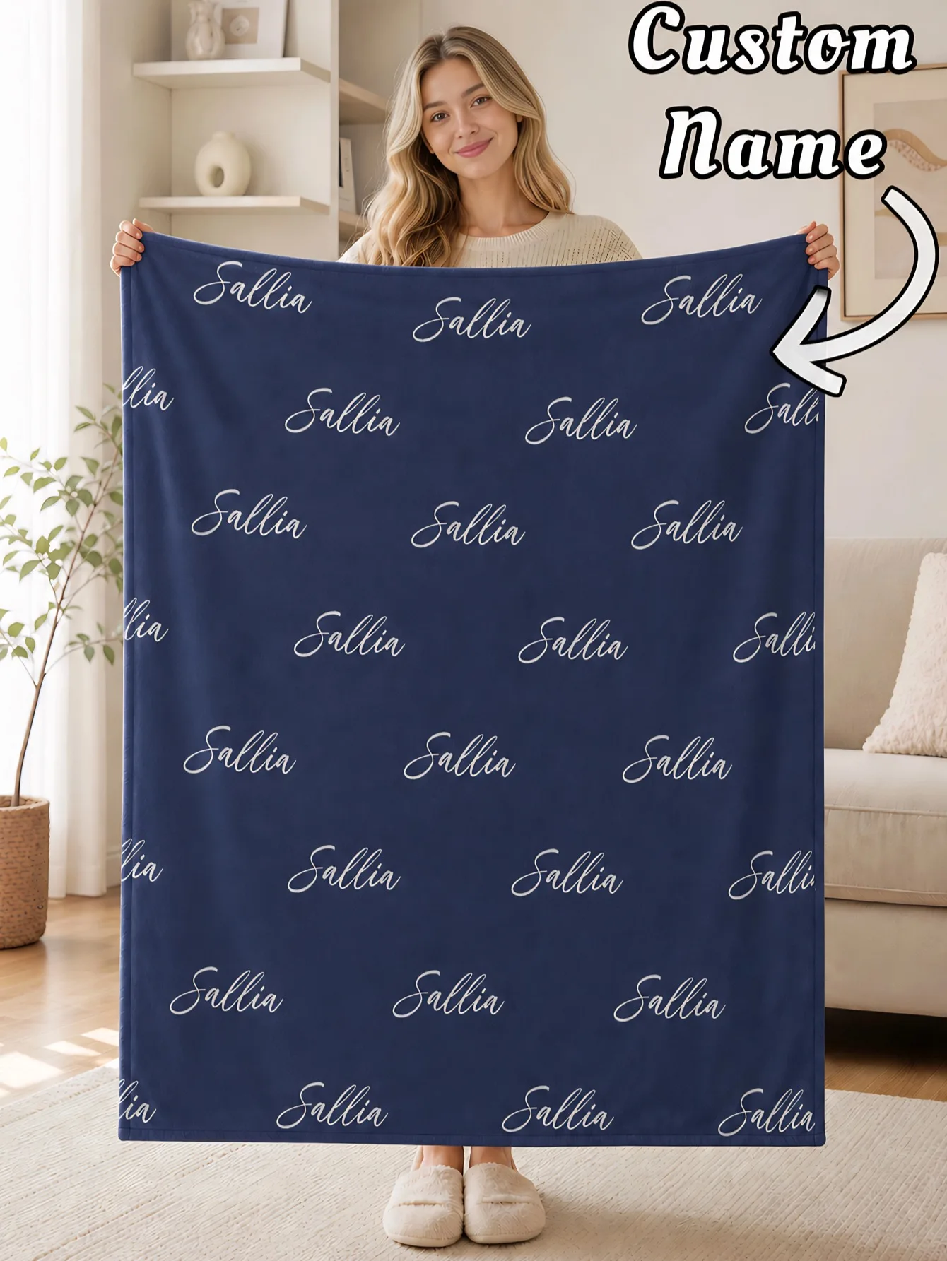 1pc Custom Name Flannel Blanket Personalized Throw Blanket for Sofa Bedroom Gift for Mom Family Friends Valentines Day Mothers